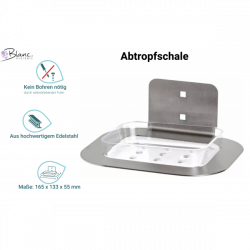 Blanc Abtropfschale, Tropfschale glasklar mit Edelstahlhalterung klein Blanc Abtropfschale, Tropfschale glasklar mit Edelstahlhalterung klein