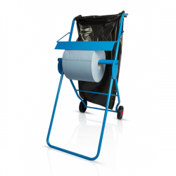 Putzrollenhalter FIX, fahrbar, mit Abfallsackhalterung, für Putzrollen bis 40 cm Breite